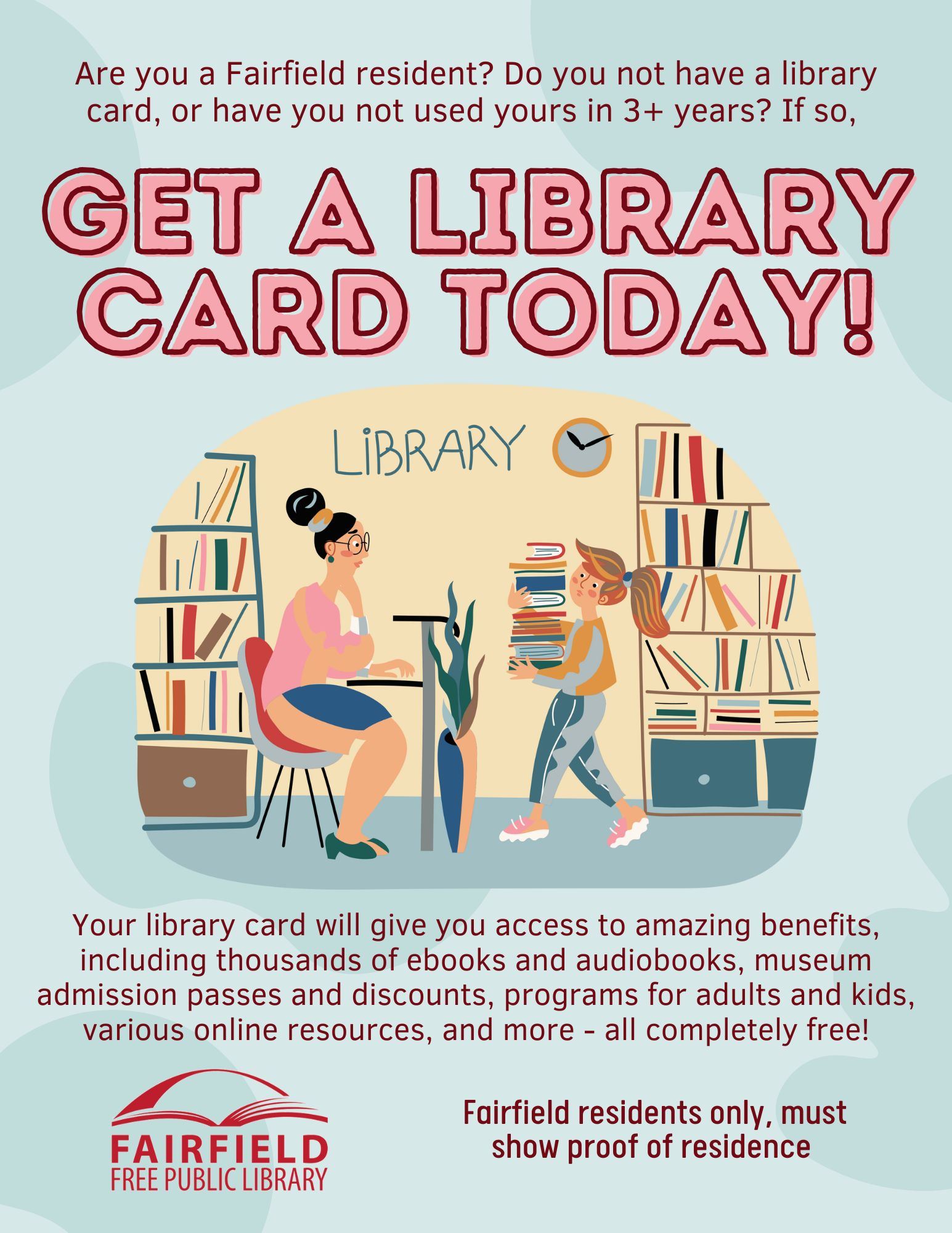 Blue Green and Cream Illustrative Library Invitation Instagram Post (Real Estate Flyer)